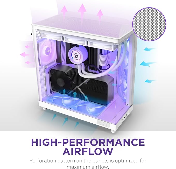 NZXT H6 Flow Compact Dual-Tower RGB Case White NZXT H6 Flow Compact Dual-Tower RGB Case White